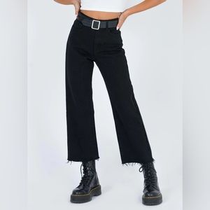 Princess Polly Black Wide Leg Cropped Jeans